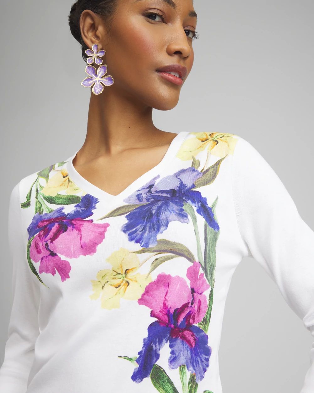 Placed Floral Everyday 3/4 Sleeve Tee | Chico's